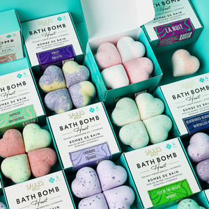 Juego de Bombas de Baño Personalizadas de 360 g, 4 Piezas con Aroma Floral, Relajante Baño de Burbujas con Sal Marina en Forma de Corazón para Pedidos OEM - Product Image 1