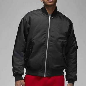 Veste Bomber en Satin de Soie Uni pour Hommes, Taille Plus, Vêtement Coupe-Vent d'Hiver Personnalisé en Gros, Logo Personnalisé 2026 - Product Image 3