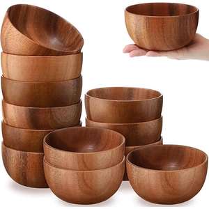 Rustic Wooden Bowl Handmade <b>Decorative</b> Wooden Bowl For Salad Fruit Serving Kitchen Dining Vintage Style Home <b>Table</b> <b>Accessories</b> - Product Image 2