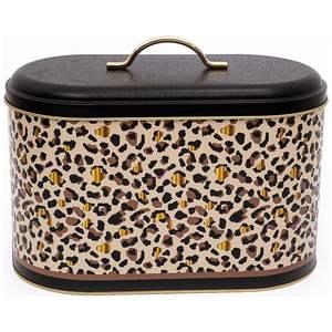 Caja de pan de Metal con patrón de estampado de leopardo dorado de 178x338x200mm con asa y contenedor de almacenamiento de alimentos de 9,8 L - Product Image 2