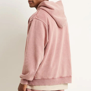 OEM / ODM Sweat à capuche délavé surdimensionné pantalons de survêtement vintage survêtements vierges roses survêtement polaire personnalisé grande taille ensemble de 2 pièces - Product Image 3