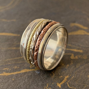 Everyday Wear Three Tone <b>Spinner</b> <b>Ring</b> 11.3 Grams - Product Image 1
