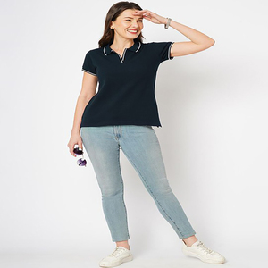 เสื้อยืดโปโลสำหรับผู้หญิงทำจากผ้าฝ้ายเนื้อนุ่มสีและดีไซน์ตามสั่ง - Product Image 4
