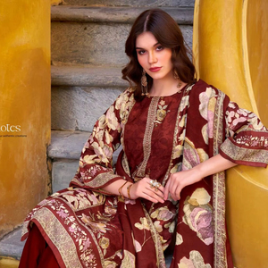 Pure Heavy Woolen <b>Pashmina</b> Dress Material Collection Featuring Rich Embroidery Ideal for Party Wear Available at Wholesale Rates - Product Image 1