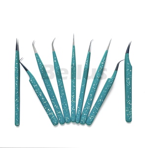 Pince à cils en acier inoxydable de qualité Eco Luxe Pro Texture personnalisée avec pointe droite incurvée Matériau écologique - Product Image 4