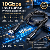 Câble USB 3.0 A vers C LUNG KAY, 10 Gbps, synchronisation de données ultra-rapide, 60 W, 3 A PD, qualité professionnelle pour SSD industriel