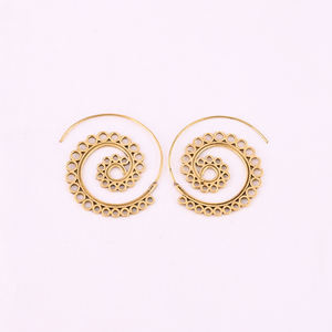 Golden Whirl Bohemian Style Trendy Brass <b>Gold</b> <b>Plated</b> <b>Hoop</b> <b>Earrings</b> Women's Luxvory - Product Image 1