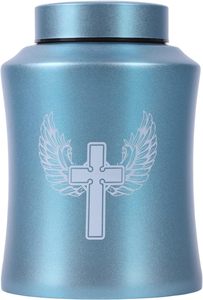 โกศต้นไม้แห่งชีวิตสําหรับเถ้ามนุษย์ - โกศเผาศพผู้ใหญ่สําหรับงานศพ ฝังศพหรือที่บ้าน - โกศข้าม (160 ลูกบาศก์นิ้ว สีฟ้า(Cross)) - Product Image 2