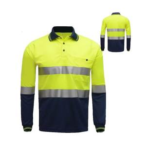 Polos de manga larga de verano de secado rápido, ropa de construcción para hombres, camisa de seguridad de alta visibilidad, ropa de trabajo de dos tonos, camisa Polo - Product Image 1