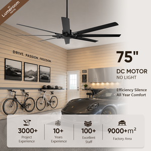 Ventilador de Techo Industrial de 75 Pulgadas sin Luz con Control Remoto, Motor DC Silencioso, Gran Flujo de Aire, para Garaje, Patio Cubierto - Product Image 1