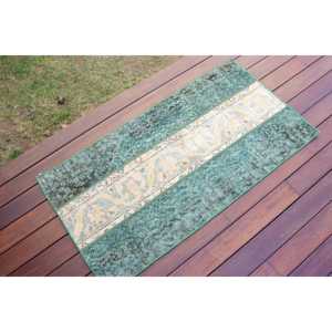 Tapis turc vintage, tapis de 2x3,8 pieds, tapis oriental en laine verte - Product Image 2