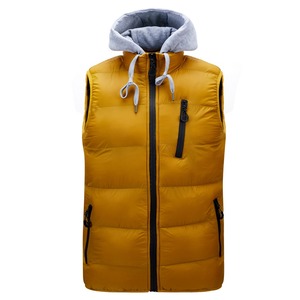 OEM logotipo personalizado de alta calidad de los hombres sin mangas con capucha burbuja Puffer chaleco chaqueta de lona transpirable cálido 100% poliéster relleno para - Product Image 5