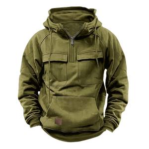 Personnalisé Automne Hiver Marron À Manches Longues Fermeture Éclair Alpaga Pull À Capuche Hommes Hoodies - Product Image 2