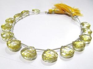 Cuentas en forma de corazón de cuarzo hidráulico rutilado dorado 11-12mm Briolette Strand 8 pulgadas de largo Color amarillo cuentas en forma de corazón - Product Image 3