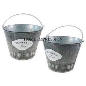 Set Of 3 Grey Color Galvanized Planter and <b>Pots</b> Exclusive Quality <b>Large</b> Size <b>Indoor</b> and Outdoor Garden Farmhouse Planters <b>Pots</b> - Product Image 3