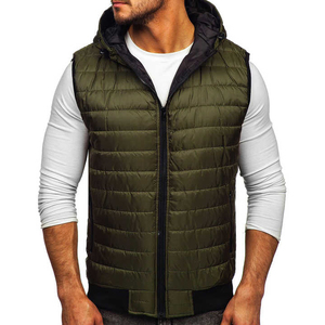 Gilet matelassé pour hommes Gilet à capuche amovible Gilet d'hiver pour l'extérieur Gilet rembourré léger pour l'extérieur Veste sans manches - Product Image 1