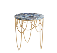 Ensemble de table basse en bois artisanal avec plateau en bois, structure en acier inoxydable, facile à nettoyer, garantie 1 an, élégance de pierres précieuses, design moderne, luxe
