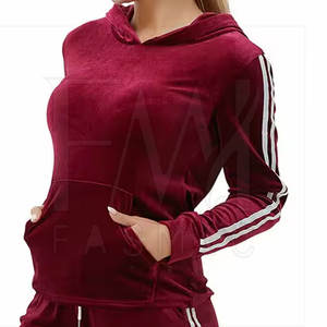 Custom Made Logo High Quality Rhinestone Woman <b>Velvet</b> <b>Tracksuits</b> Polyester/Cotton Material Casual Two Piece Short Breathable - Product Image 4