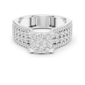 แหวนเพชรทรงกลม 1.005 กะรัต สำหรับผู้หญิง ความใส VVS-VS เกรด EF ทอง 18KT, 14KT, 10KT และเงิน 925 สีโรสโกลด์ สีเหลือง - Product Image 1