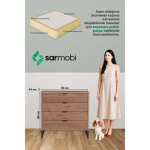 Cómoda de Madera Maciza de Roble con 4 Cajones, Armario de Almacenamiento Moderno para Dormitorio, Venta al por Mayor OEM SARMOBI - Product Image 2