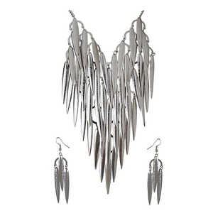 Jeweljunk 1106014 Rhodium-Plated Statement <b>Necklace</b> <b>Set</b> 18K Gold-Plated Brass with Zircon <b>Pearl</b> Diamond Stones for Gift - Product Image 1