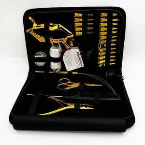 ASB Marque Main Attachée Extension De Cheveux Outils Kit Aiguille À Coudre Personnalisé Or En Acier Inoxydable Pince À Cheveux Ciseaux Utilisation Professionnelle - Product Image 1