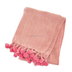 100% algodón Jacquard hecho a mano manta colección clásica con flecos 130x170 cm hecho a mano en India - Product Image 3