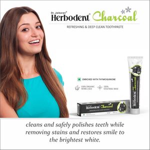 Dentifrice au charbon de bois Herbodent avec charbon de bambou activé et herbes 100gm blanchissant naturel haleine fraîche et soins bucco-dentaires complets - Product Image 2