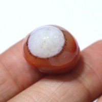 Batu Permata Akik Sulemani Oranye Alami Bentuk Cabochon, Batu Akik Berjalur Halus, Batu Lepas Grosir untuk Perhiasan