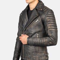 Veste en cuir décontractée d'hiver pour homme de haute qualité, service OEM, logo personnalisé, fabrication sur mesure, fermeture éclair, col montant en toile, fabriqué au Pakistan