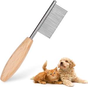 Stainless Steel Daily Used Pet Grooming Tools\professional Wholesale <b>Flea</b> <b>Combs</b> for Dogs and Cats with Wooden Handle - Product Image 1