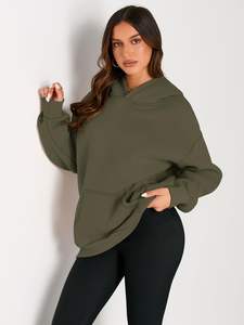 Wholesale Custom Women's 100% Cotton <b>Hoodies</b> Pullover High Quality Blank Oversized <b>Fleece</b> <b>Hoodies</b> - Product Image 3