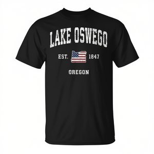 T-shirt de sport vintage avec drapeau américain, Lake Oswego Oregon ou collection de t-shirts promotionnels en édition limitée - Product Image 2
