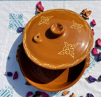 Tajine rond classique peint à la main, grand pot de cuisson marocain en céramique émaillée, sans plomb, fait main, certifié CEE