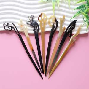 THIS HANDMADE POLISHED BUFFALO HORN <b>HAIR</b> ACCESSORIES <b>Hair</b> Fork Stick <b>Barrettes</b> <b>Clips</b> for Jewelry Matiss <b>Hair</b> Styling - Product Image 2