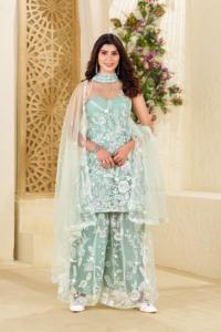 Kurta et palazzo en tissu papillon de style moderne avec broderie de séquence élégante Dupatta pour une tenue de fête - Product Image 2