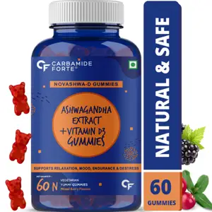 Vegan Ashwagandha Gummies with Vitamin D Mixed Fruit Flavour improve sleep