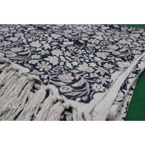 Manta Decorativa Tejida a Mano 100% Algodón para Sofá, 72 x 52 Pulgadas, con Estampado de Bloques y Borlas para Uso Doméstico - Product Image 5