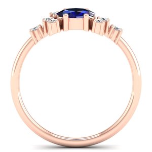 Bague REYES en argent sterling 925, prix de gros, saphir bleu taille ovale 0,5 carat avec moissanite, bijoux fins pour femmes - Product Image 4