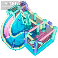Castillo Inflable con Piscina, Diseño de Dibujos Animados para Patio Comunitario, Área de Juegos Separada, Marca Privada Disponible