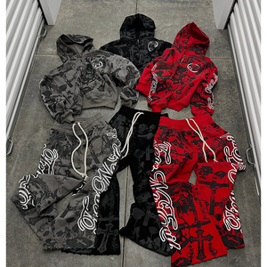 Ensemble de sweats à capuche en molleton 100% coton de haute qualité, lourd, délavé à l'acide, style streetwear, streetwear haut de gamme, automne, double taille - Product Image 4