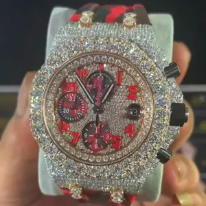 Orologio di MOISSANITE con diamanti ghiacciati completamente personalizzato per uomo Hip Hop gioielli con diamanti orologio regalo