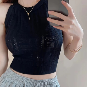 Camiseta sin mangas negra de verano para mujer con parte superior de encaje rojo, camisolas sueltas, chaleco de talla grande, ropa y ropa interior para mujer - Product Image 1