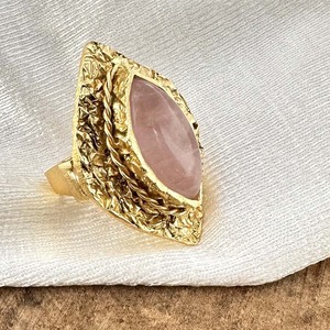 Gold plated Handmade Gemstone Big Leaf Design Adjustable Stylish Cocktail <b>Ring</b> <b>Indian</b> style wholesale prize - Product Image 4