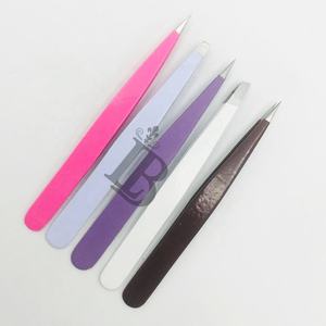 Pince à épiler sourcils de qualité supérieure, pointe argentée, prête à être expédiée, en acier inoxydable, avec logo personnalisé gratuit - Product Image 1