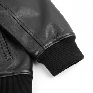 Blouson de baseball pour homme à la mode en cuir de vachette noir nu Premium Zip Front Classic Fit XS-XL tailles pour l'hiver - Product Image 5