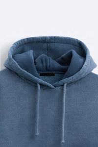 Acid Wash Hoodie Hombres Custom Applique Bordado Logo Hoodies Heavyweight Oversized Pullover Sun Faded Streetwear Wash Hoodie - Product Image 4