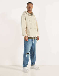 OEM <b>Men's</b> Lightweight Pullover Drawstring Track Half Zip <b>Jacket</b> for <b>Summer</b> Factory-Supplier Rhinestone Applique Printed - Product Image 5