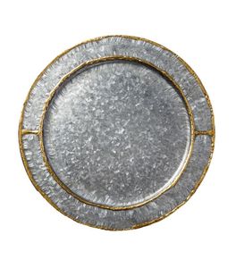 Elegante Placa de cargador de metal decorativa de acero chapado en plata para banquetes mesas de comedor de recepción de bodas - Product Image 1