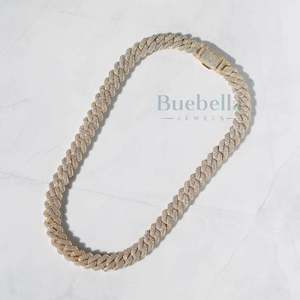 Hip Hop estilo 12mm 2 filas VVS Moissanite S925 plata esterlina punta cubana enlace Collar para hombres preciado Moissanite joyería" - Product Image 5